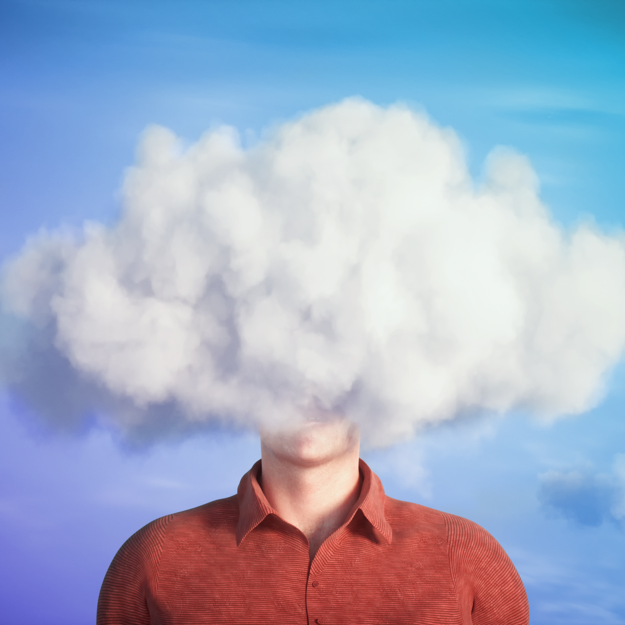 man with cloud over head